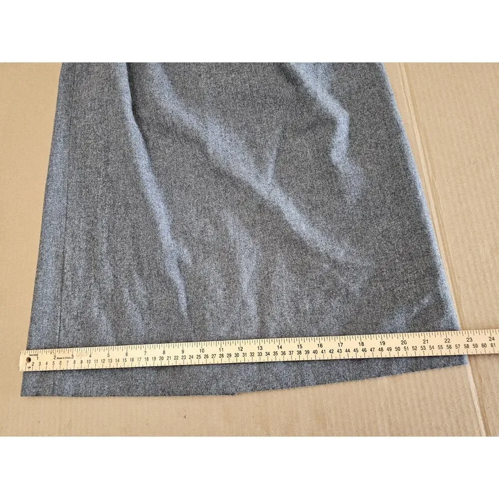 Vintage PENDLETON Size 14 Gray Herringbone Pleated Midi Wool Skirt USA Made